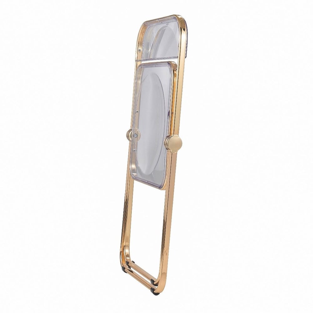 LeisureMod Lawrence Acrylic Folding Chair W/ Gold Metal Frame - 30"