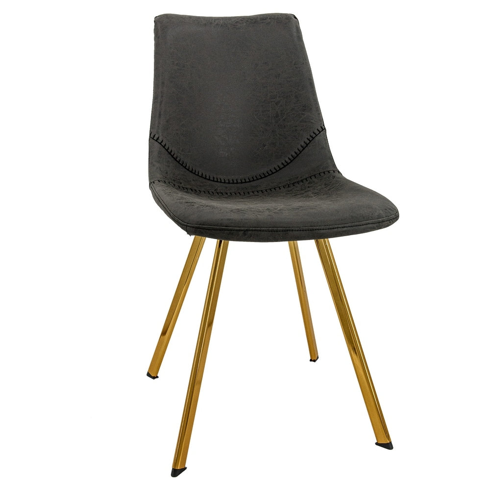 LeisureMod Markley Modern Leather Dining Chair With Gold Legs