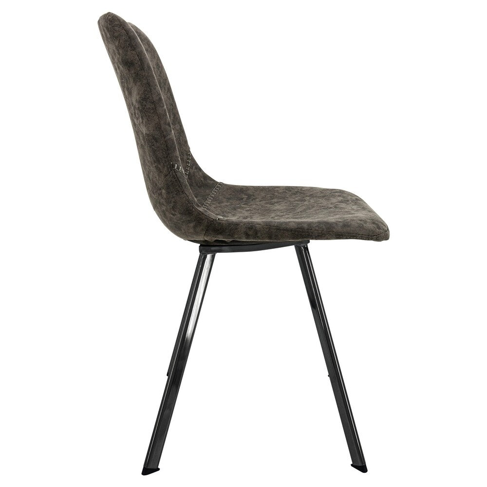 LeisureMod Markley Modern Leather Dining Chair With Metal Legs - Charcoal Black