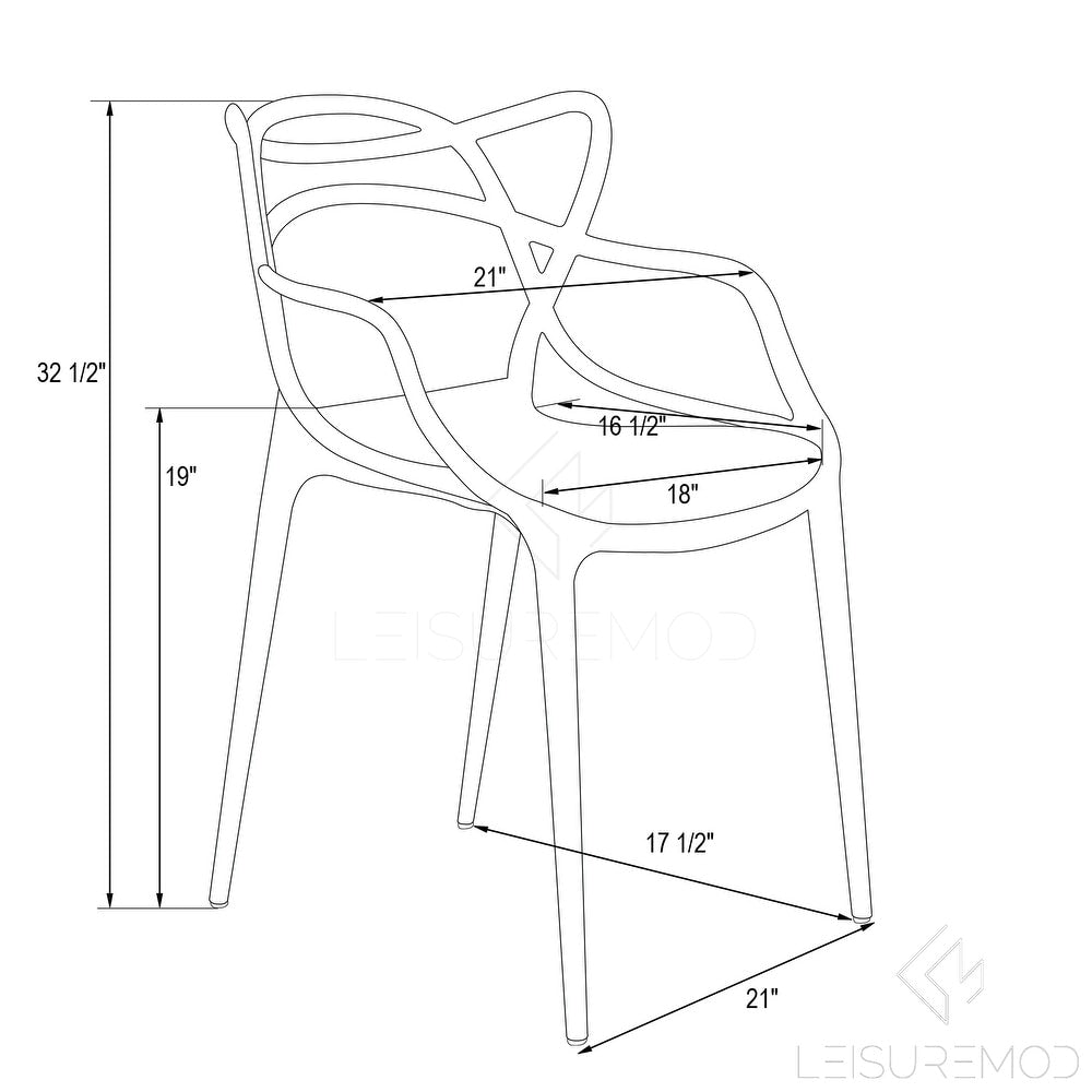 LeisureMod Milan Modern Intertwined Design Dining Side Chair