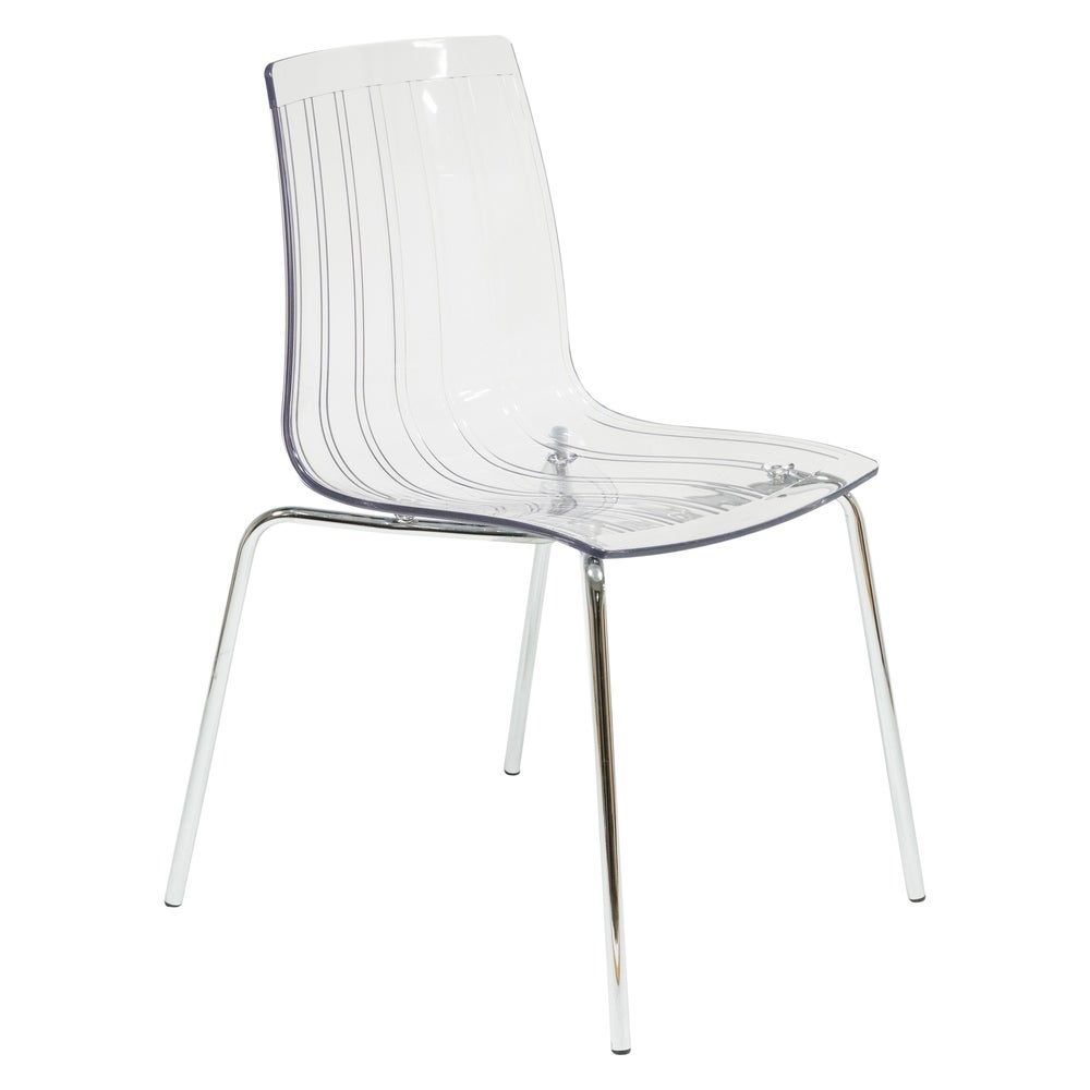 LeisureMod Ralph Mid-Century Modern Clear Dining Side Chair