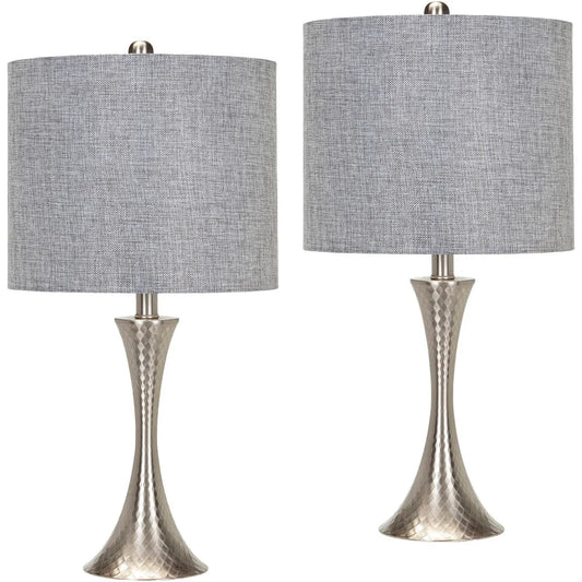 Liling Traditional Nickel Table Lamp Set (Set of 2) - 24"H x 12"W x 12"D