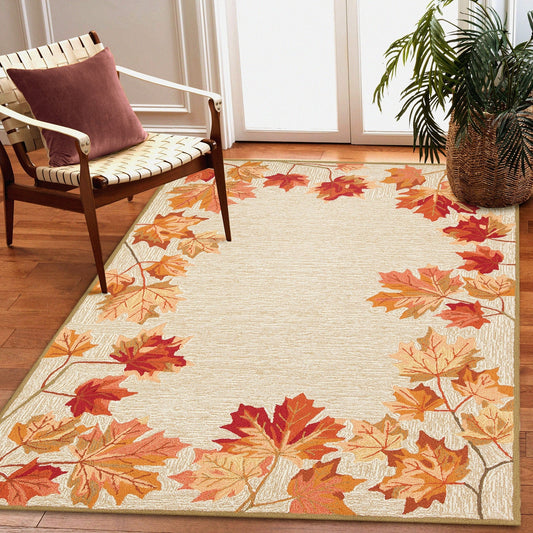 Ravella Falling Leaves Border Indoor/Outdoor Area Rug