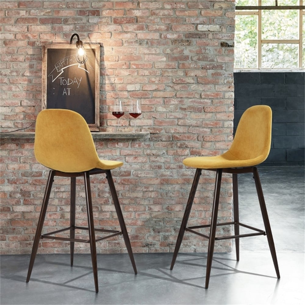 Low Back Bar Stool Set of 2, Height Stool Chair with Velvet Seat for Kitchen Dining Room Bar - N/A