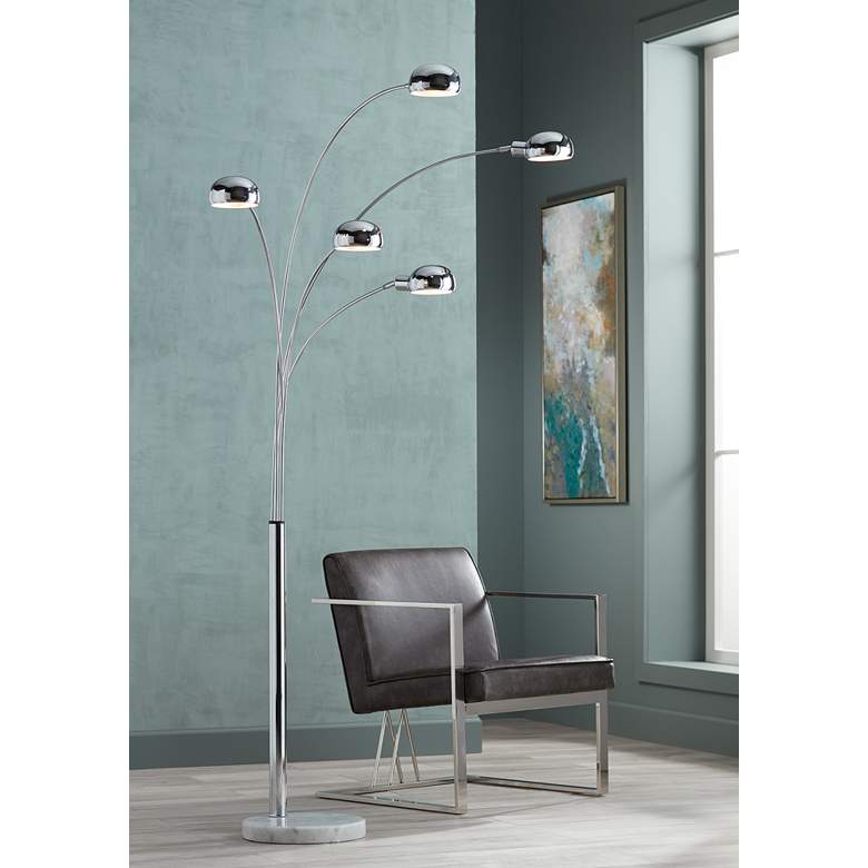 Possini Euro Infini 5-Light Modern Arc Floor Lamp with Marble Base