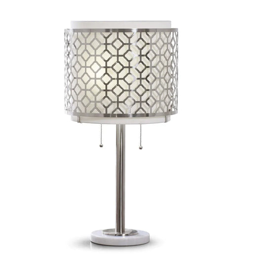 Melrose Geometric Brushed Nickel Table Lamp