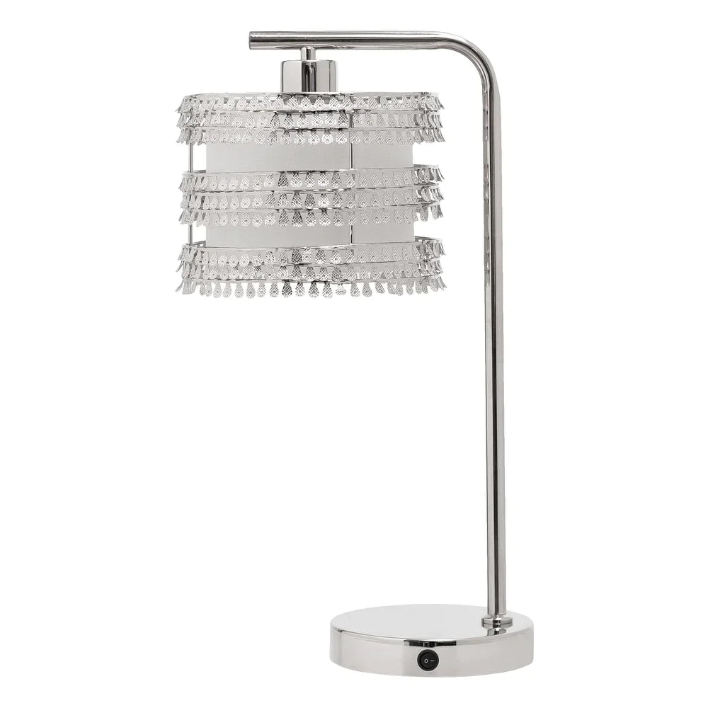 Maisie River of Goods Glam Silver Chrome 19.5-Inch Table Lamp - 10.75" x 8.25" x 19.5"