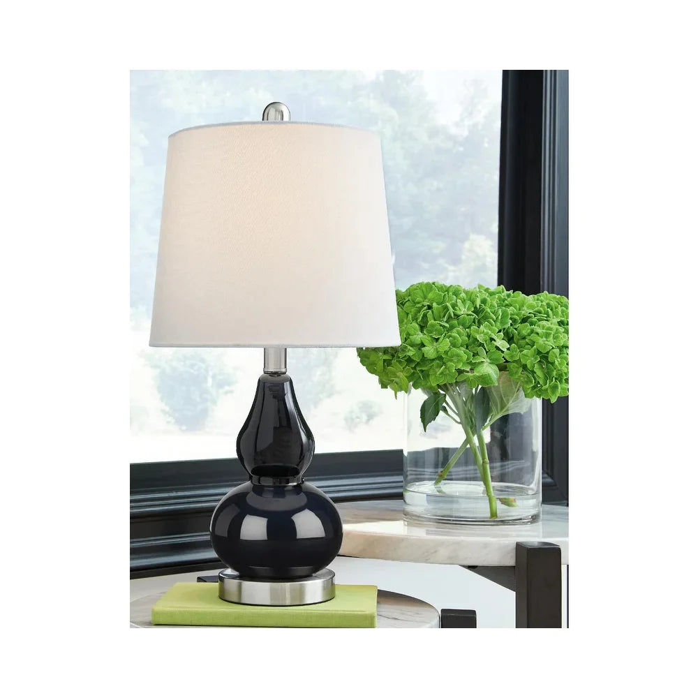 Makana Glass Table Lamp - 11"W x 11"D x 22"H - Navy