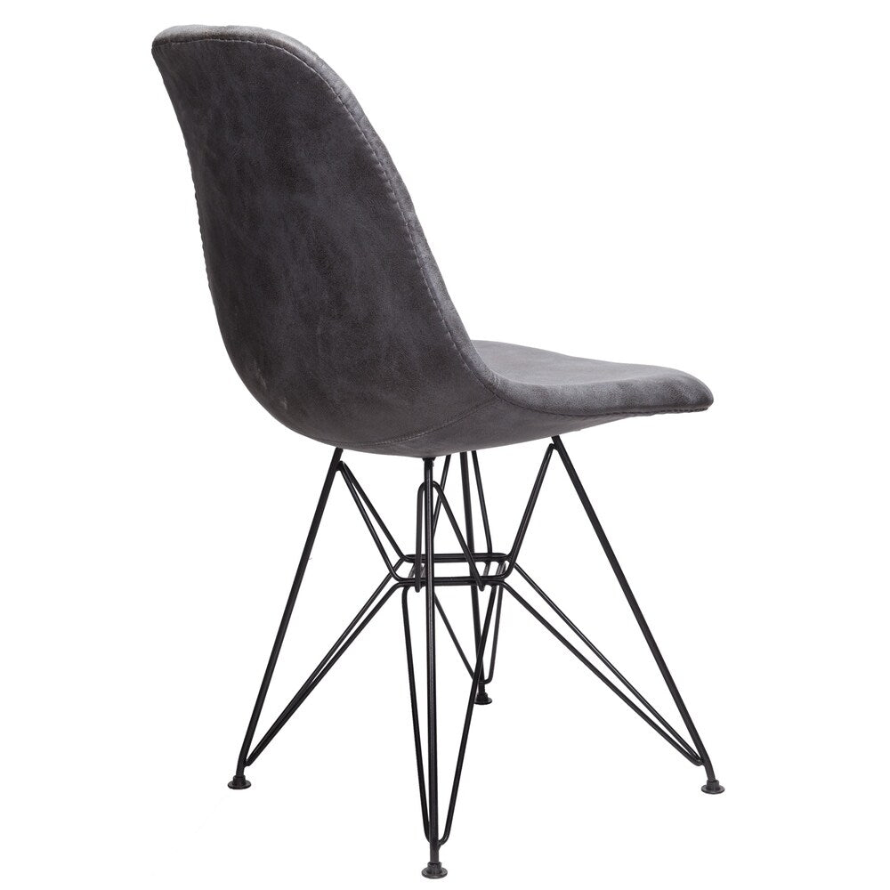 Markle Cool Gray Leatherette Fabric Upholstered Dining Side Accent Chair with Black Steel Leg