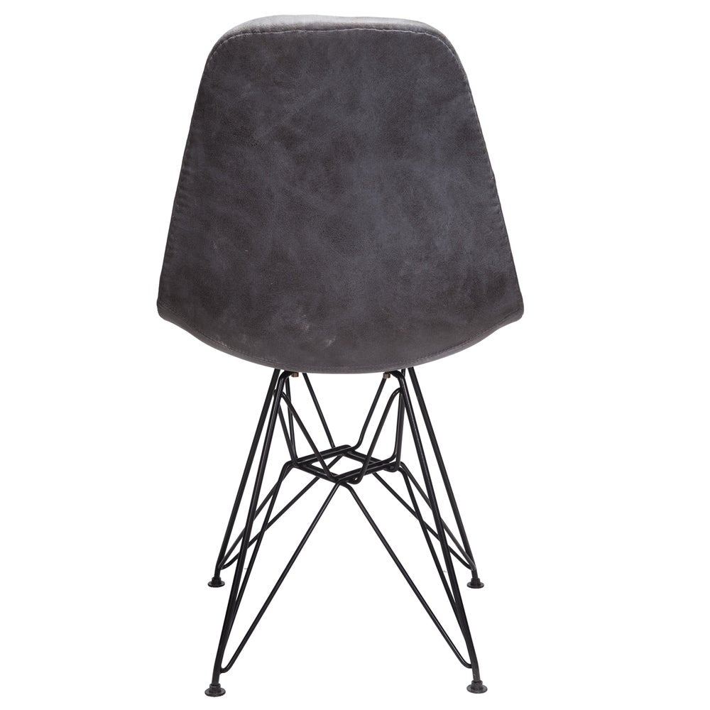 Markle Cool Gray Leatherette Fabric Upholstered Dining Side Accent Chair with Black Steel Leg