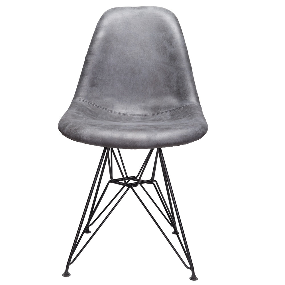 Markle Cool Gray Leatherette Fabric Upholstered Dining Side Accent Chair with Black Steel Leg