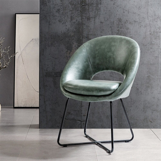 Melina Upholstered Dining Chair with Cross-Shaped Metal Base