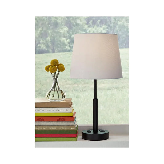 Merelton Black Metal Table Lamp - 10"W x 10"D x 20"H