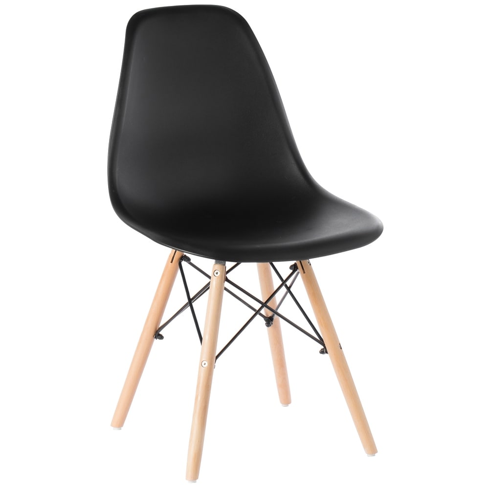 Mid-Century Modern Style Plastic DSW Shell Dining Chair with Solid Beech Wooden Dowel Eiffel Legs