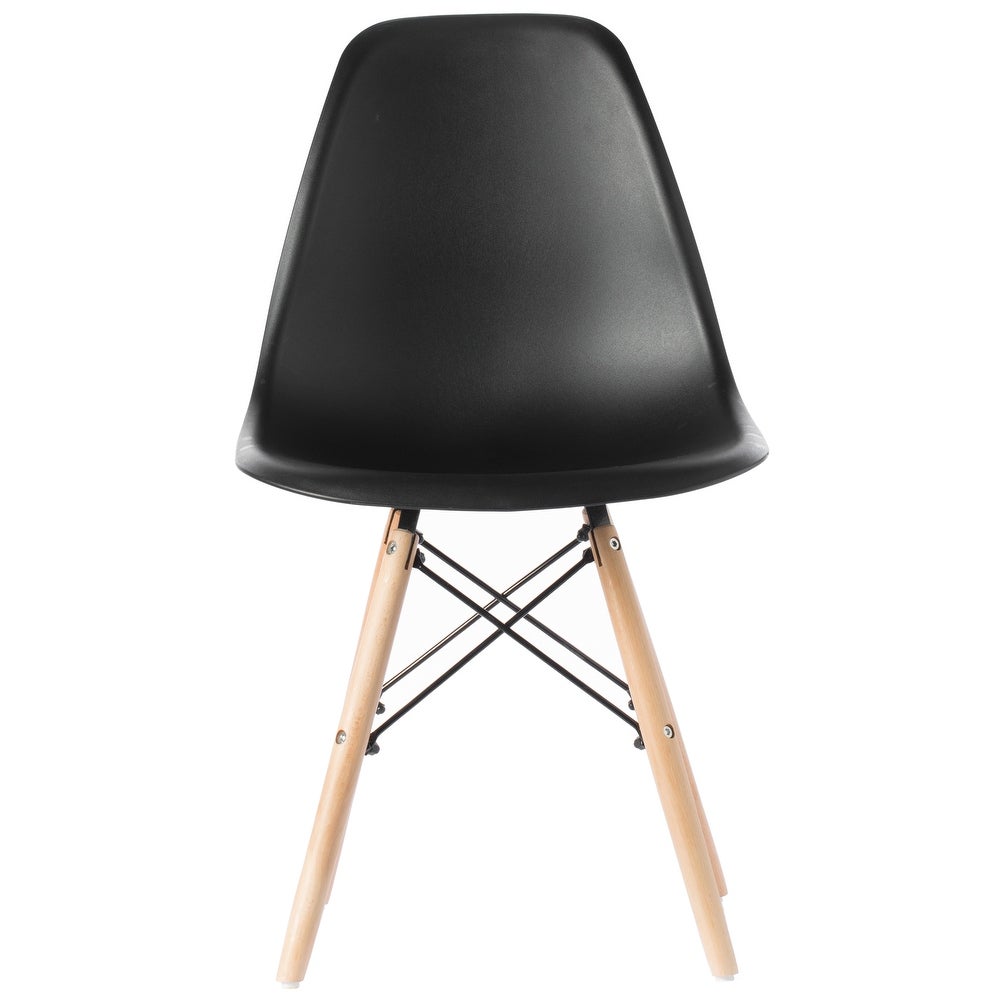 Mid-Century Modern Style Plastic DSW Shell Dining Chair with Solid Beech Wooden Dowel Eiffel Legs