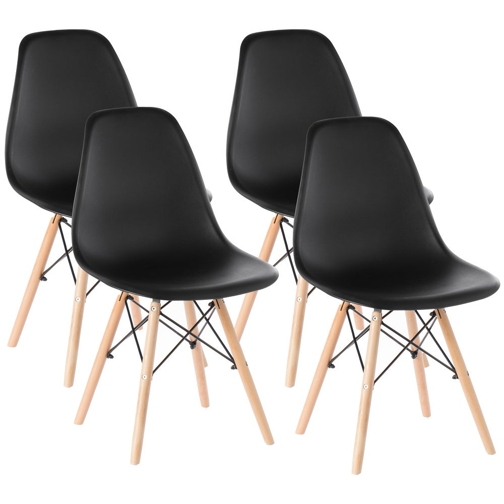 Mid-Century Modern Style Plastic DSW Shell Dining Chair with Solid Beech Wooden Dowel Eiffel Legs