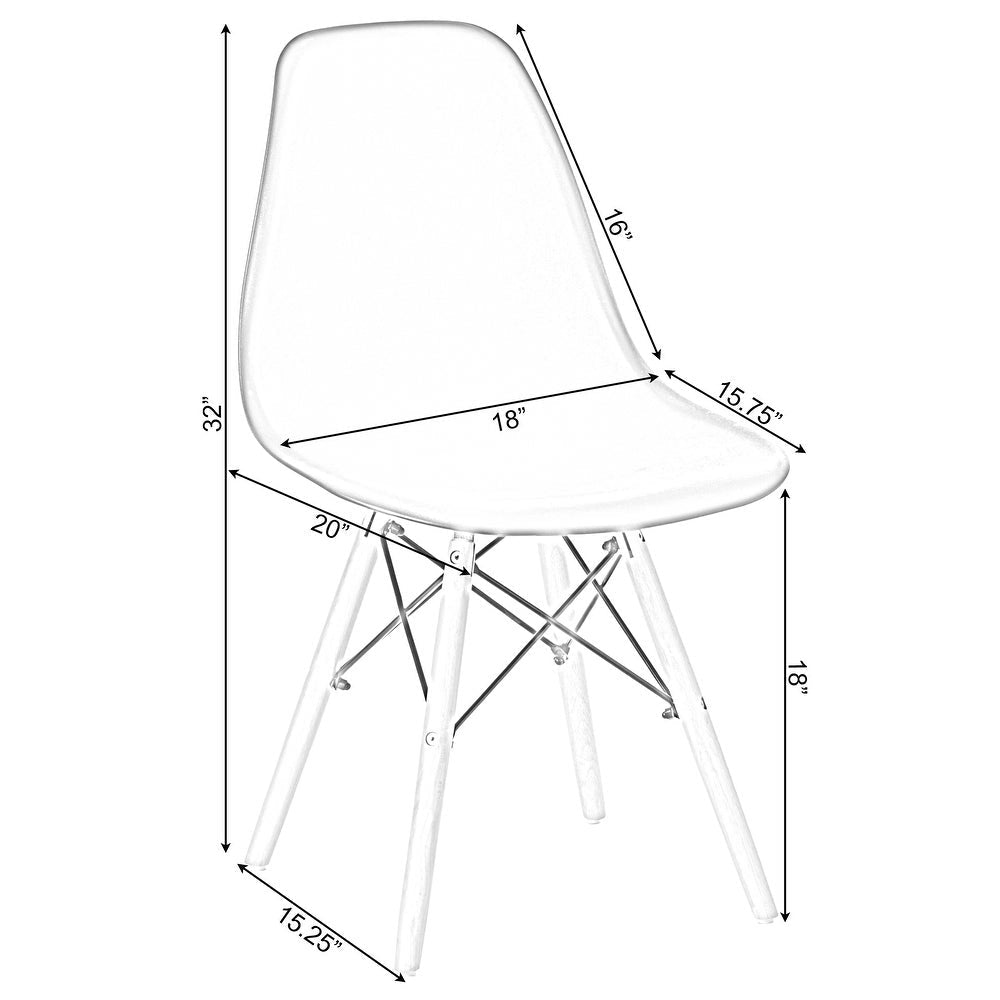 Mid-Century Modern Style Plastic DSW Shell Dining Chair with Solid Beech Wooden Dowel Eiffel Legs