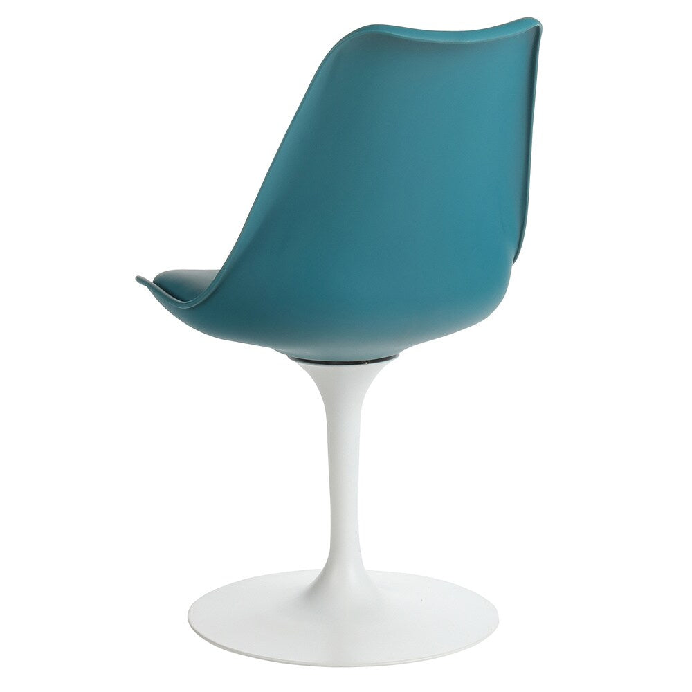 Mid-Century Modern Tulip Swivel Chair, Teal Leather