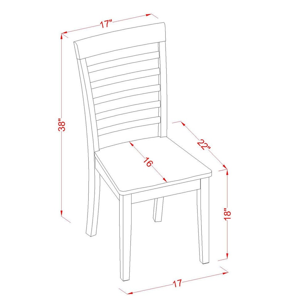 Milan Modern Mahogany Finish Kitchen Chairs with Ladder Back Style - Set of 2 (Seat's Type Options)