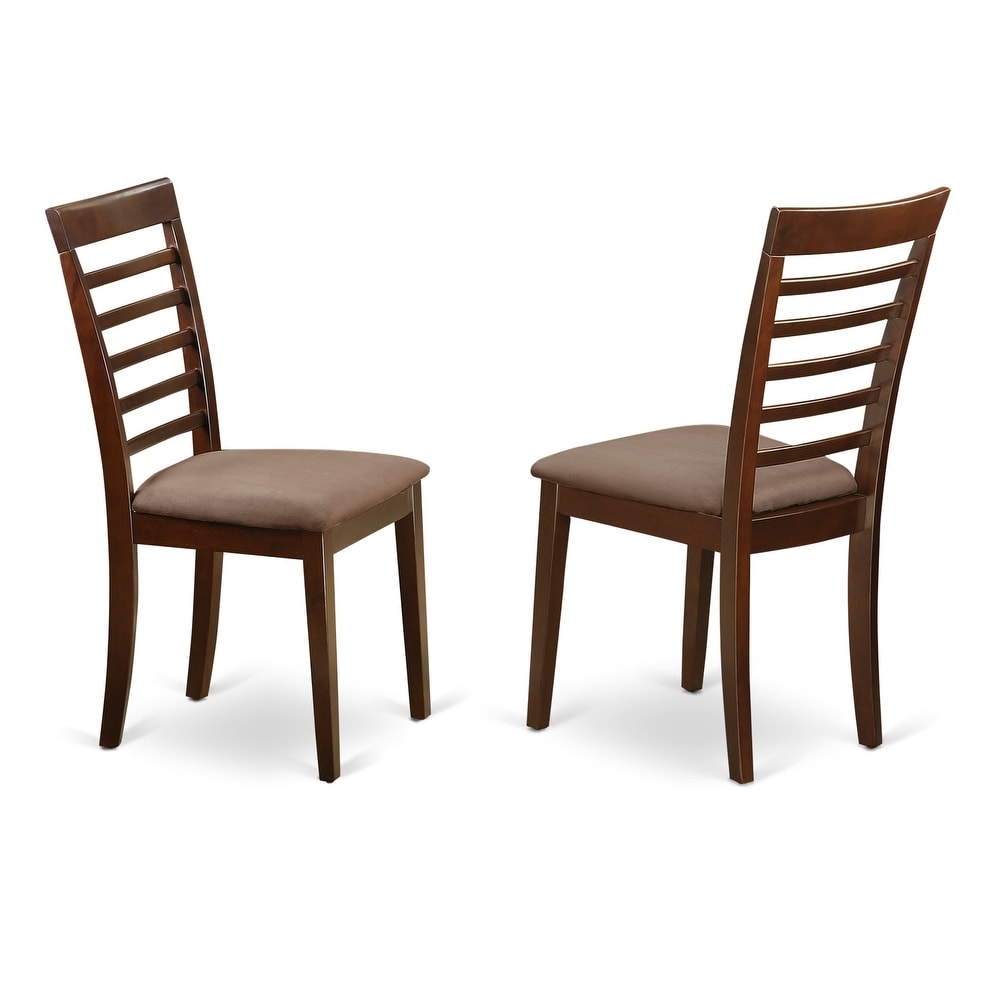 Milan Modern Mahogany Finish Kitchen Chairs with Ladder Back Style - Set of 2 (Seat's Type Options)