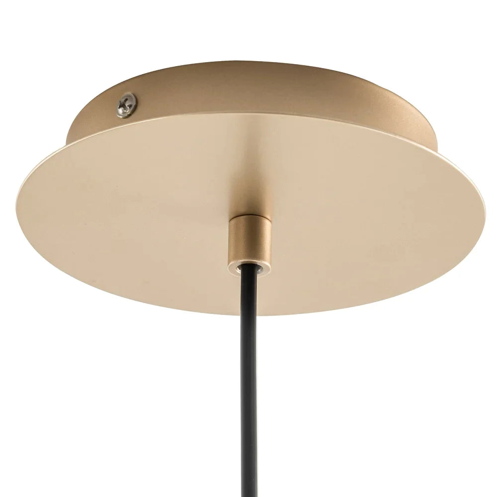 VidaLite Modern 60W LED Glass Globe Pendant Light, Adjustable Height, Opal Gold Accent with Frosted White Shade