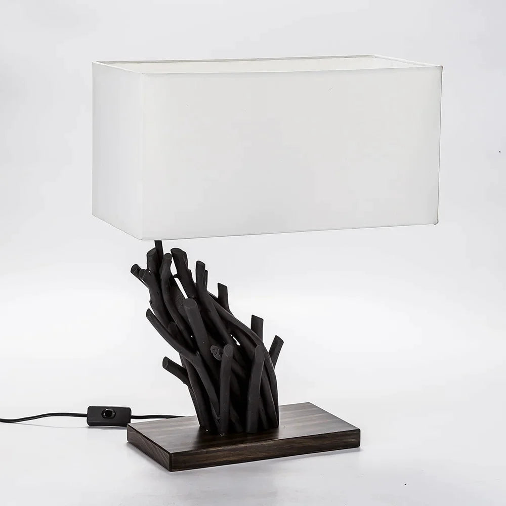 Modern Home Angled Driftwood Nautical Wooden Table Lamp - Blackwood