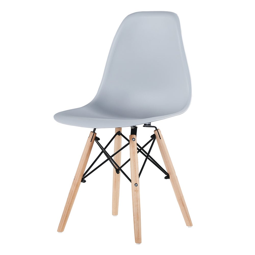 Modern Minimalist Fashion Casual Plastic Chair Thickened Seat Solid Wood Legs Dining Chairs Outdoor Coffee Chair Set of 1