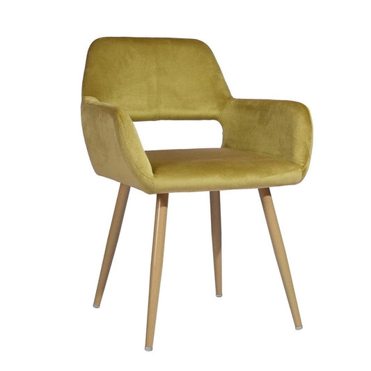 Modern simple Velet Upholstered Side Dining Chair with Metal Leg