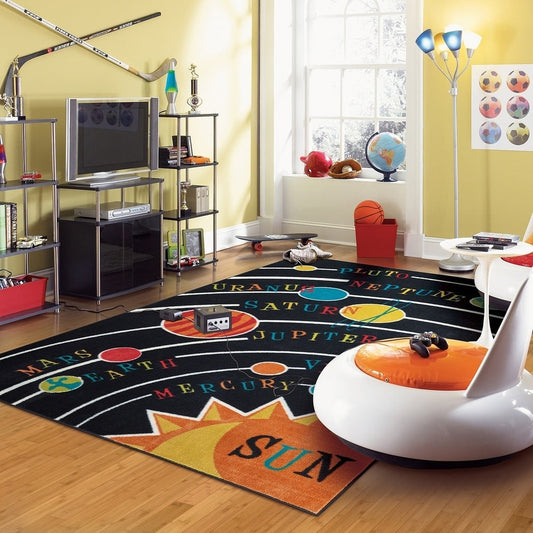 Home Solar System Kids Playroom Educational Soft Area Rug