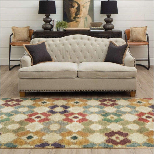 Home Fallon Geometric Trellis Soft Area Rug Multi