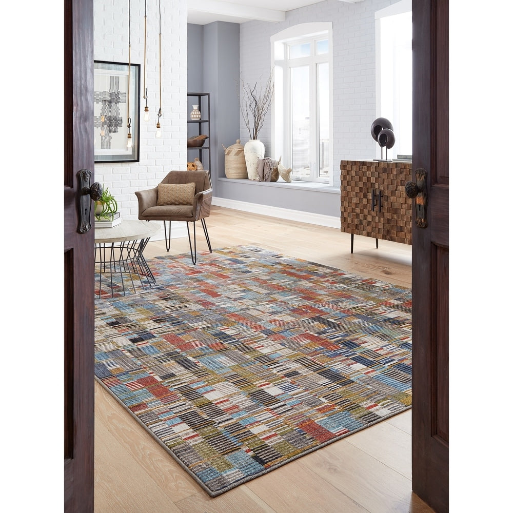 Home Met Iola Woven Soft  Area Rug Red/Blue