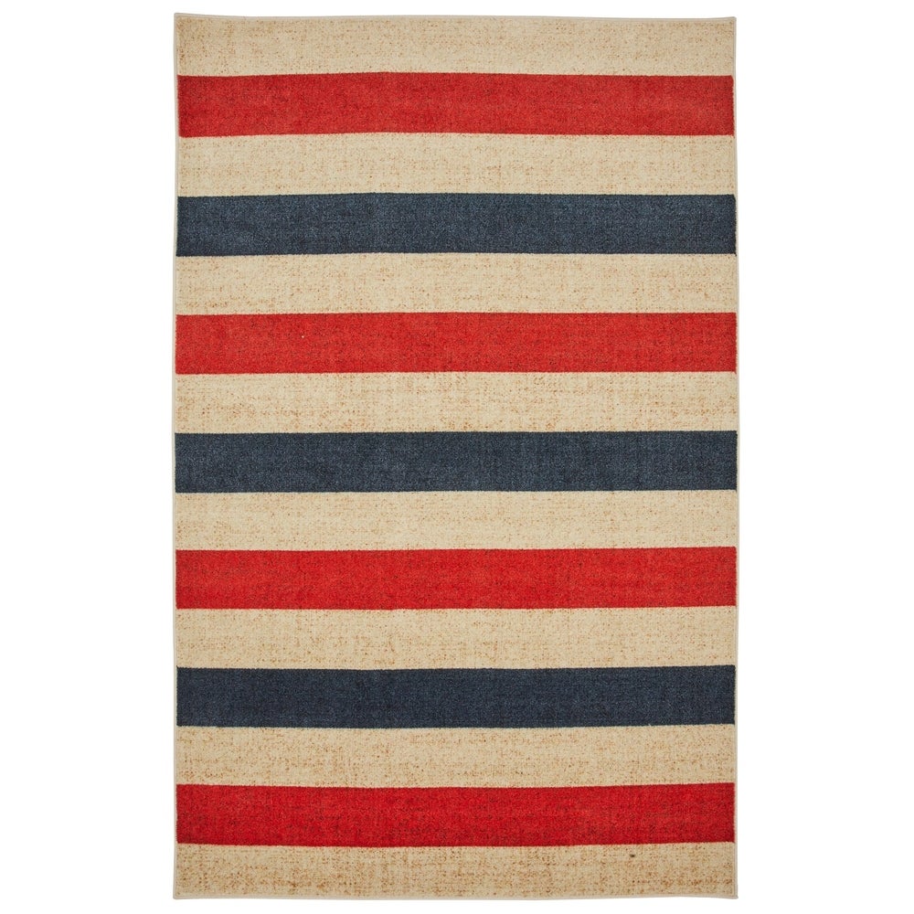 Home Sailor Stripe Soft Area Rug Red/Navy