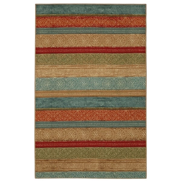 Home Samsun Batik Stripe Soft Area Rug Brown/Blue