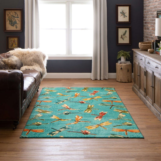 Home Summer Dragonflies Nature Soft Area Rug Aqua
