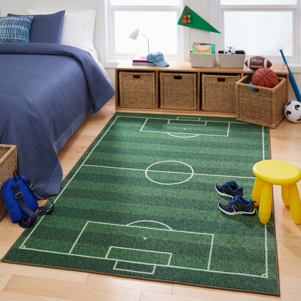 Home Prismatic Soccer Field Sports Area Rug