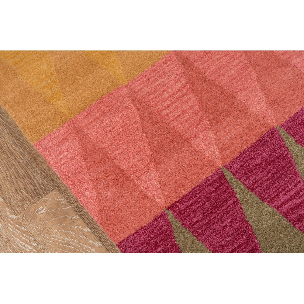 Delhi Hand Tufted Wool Contemporary Geometric Soft Area Rug - Multi Red
