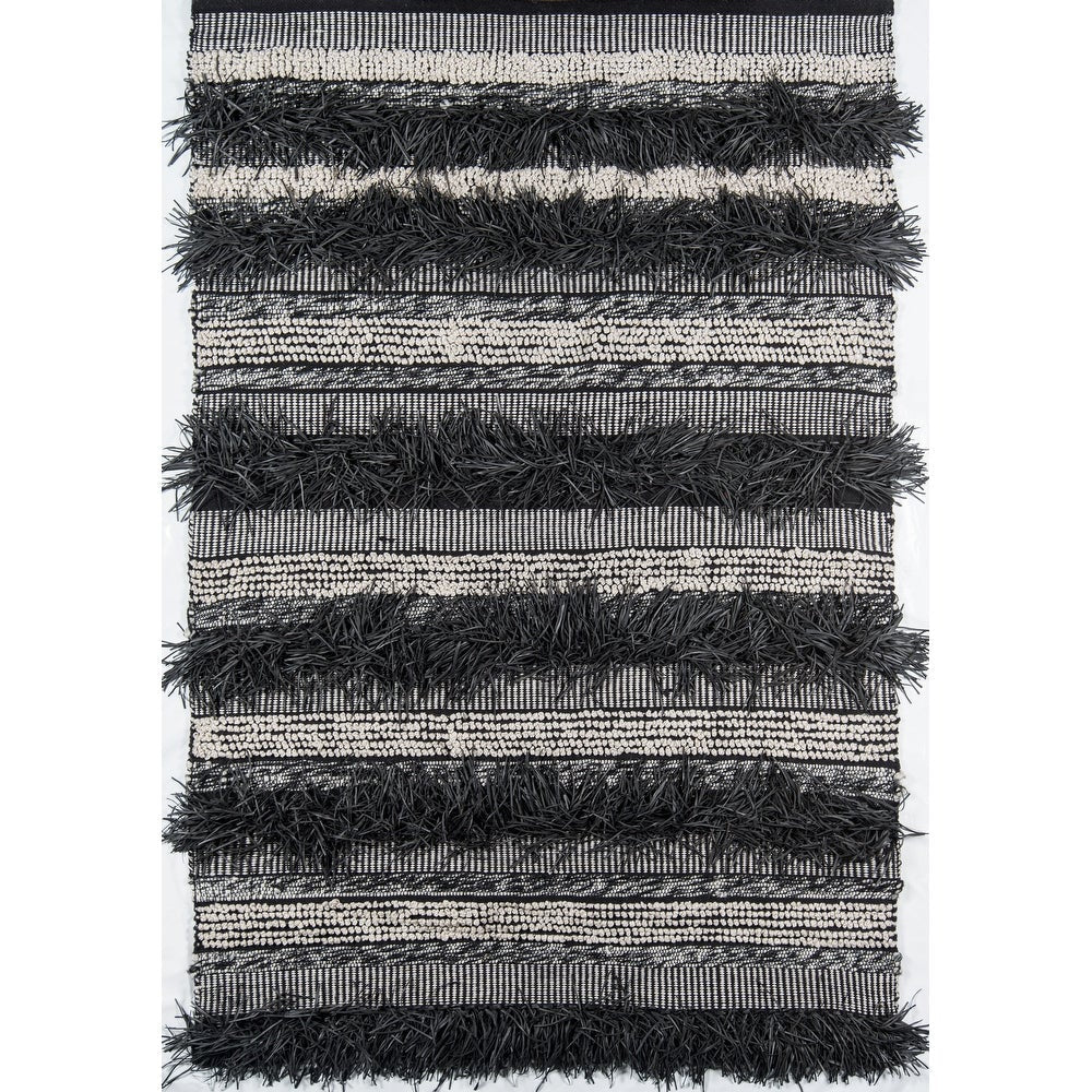 Otto Hand Woven Striped Black Indoor Outdoor Soft Area Rug