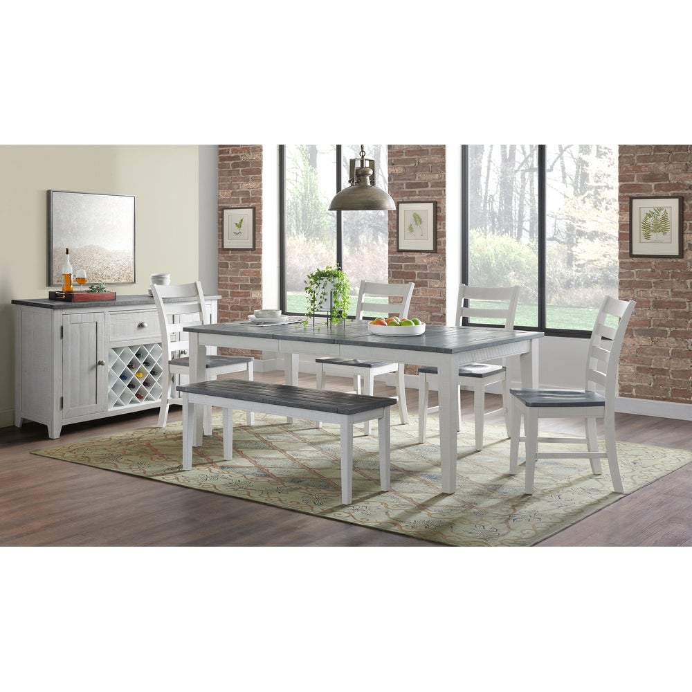 Monterey 45" Solid Wood Dining Bench, White Stain and Grey by Martin Svensson Home