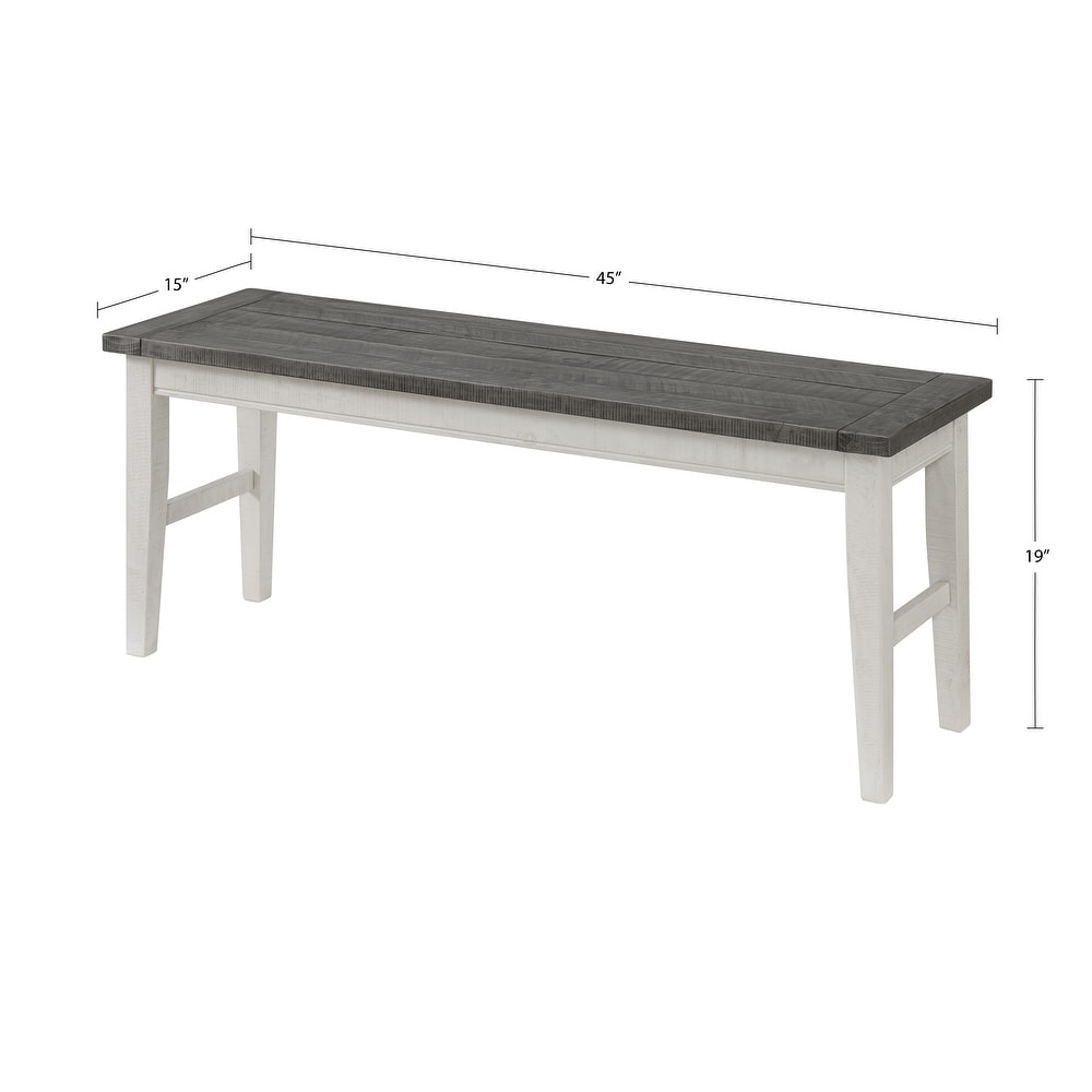 Monterey 45" Solid Wood Dining Bench, White Stain and Grey by Martin Svensson Home