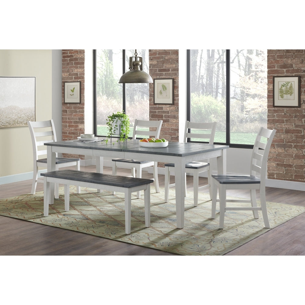 Monterey 45" Solid Wood Dining Bench, White Stain and Grey by Martin Svensson Home