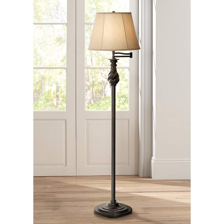 Restoration Bronze Swing Arm Floor Lamp by Regency Hill