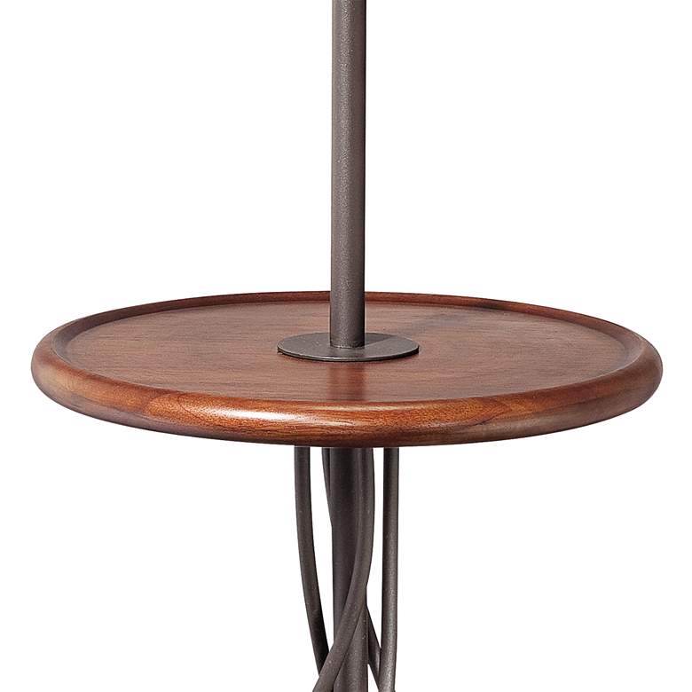 Iron Twist Base Wood Tray Table Floor Lamp