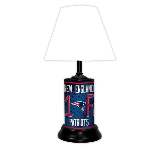 NFL 18-inch Desk/Table Lamp with Shade, #1 Fan with Team Logo, New England Patriots - 18x10x10