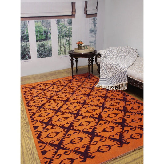 Elan Overdyed Kilim Asbagh Orange/Drk. Brown Soft Area Rug