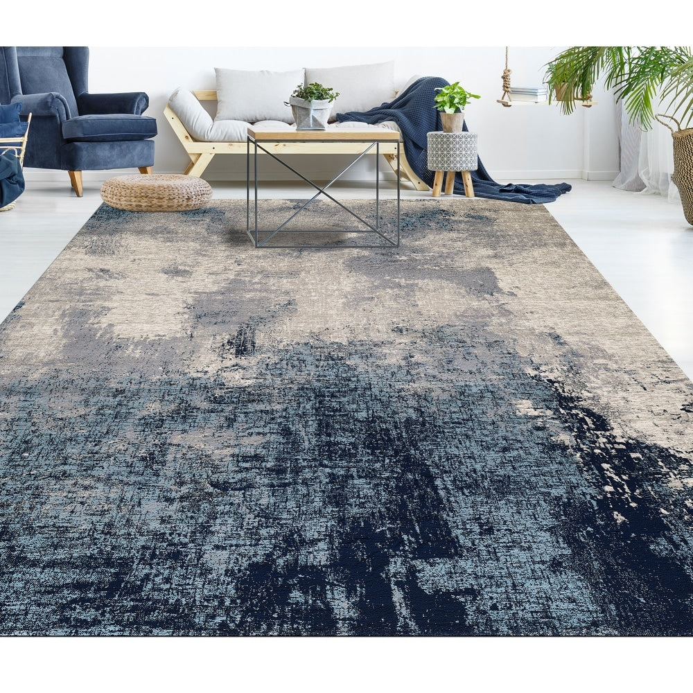 Lagoon Alice Distressed Abstract Modern Soft Area Rug