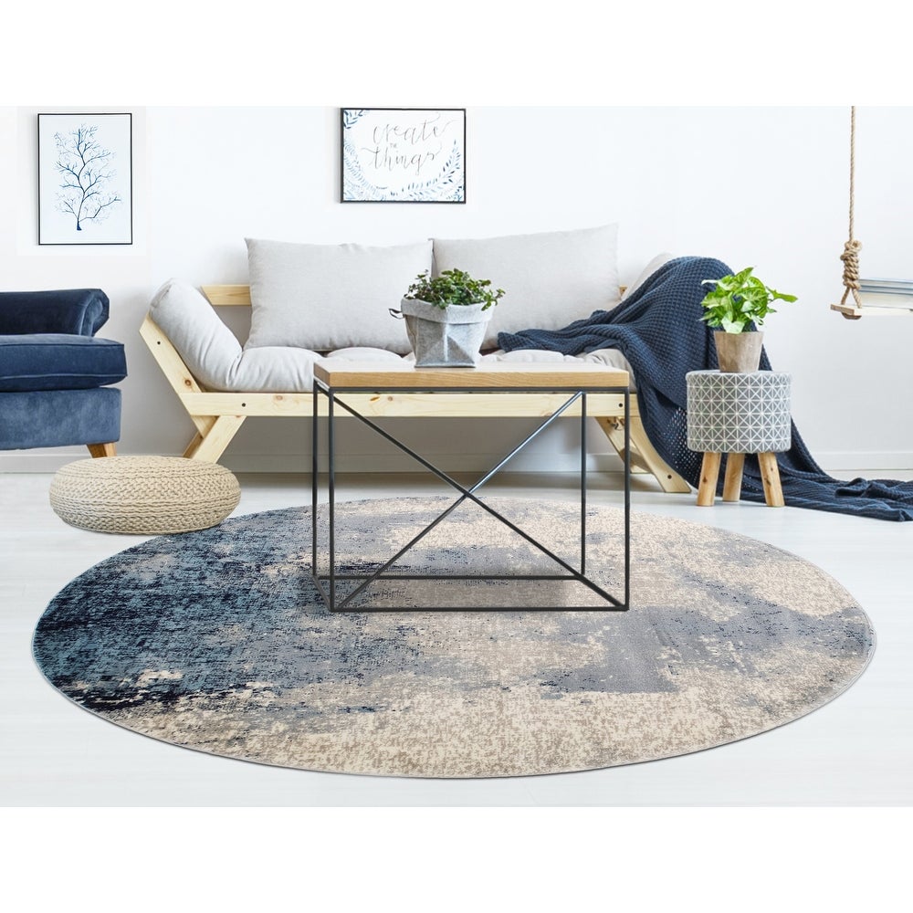 Lagoon Alice Distressed Abstract Modern Soft Area Rug