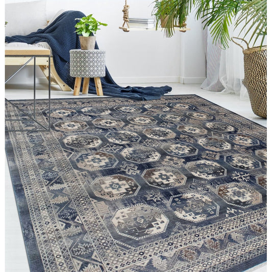 Latif Jodie Blue/Grey Soft Area Rug