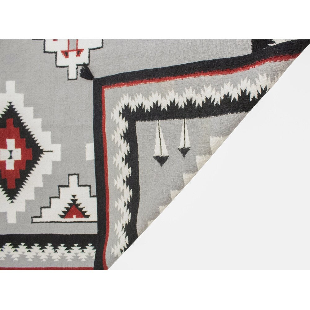 Grey Red Handmade Flatweave Navi Soft Area Rug