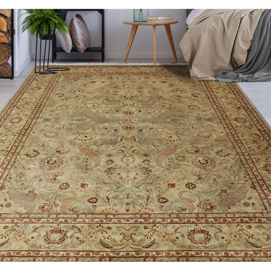 Pak-Persian Agra 2 Lt. Green/Brown Soft Area Rug