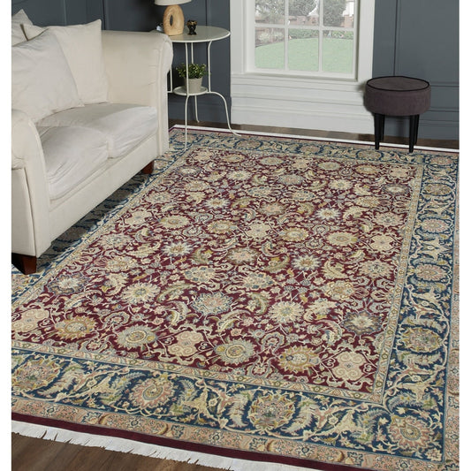 Pak-Persian Agra Red/Blue Soft Area Rug